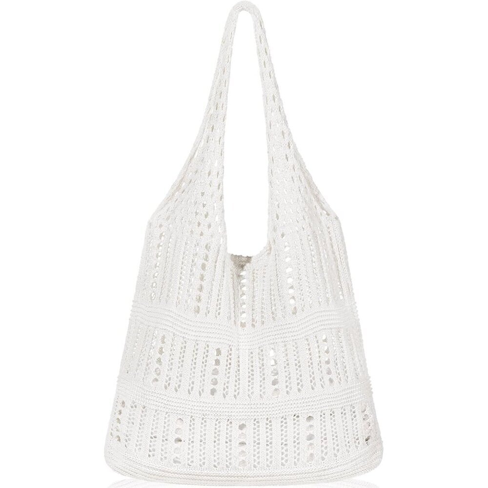 Women's Snow White‌ Shoulder Shopping Handbag Casual Travel Totes Fold Able Bags